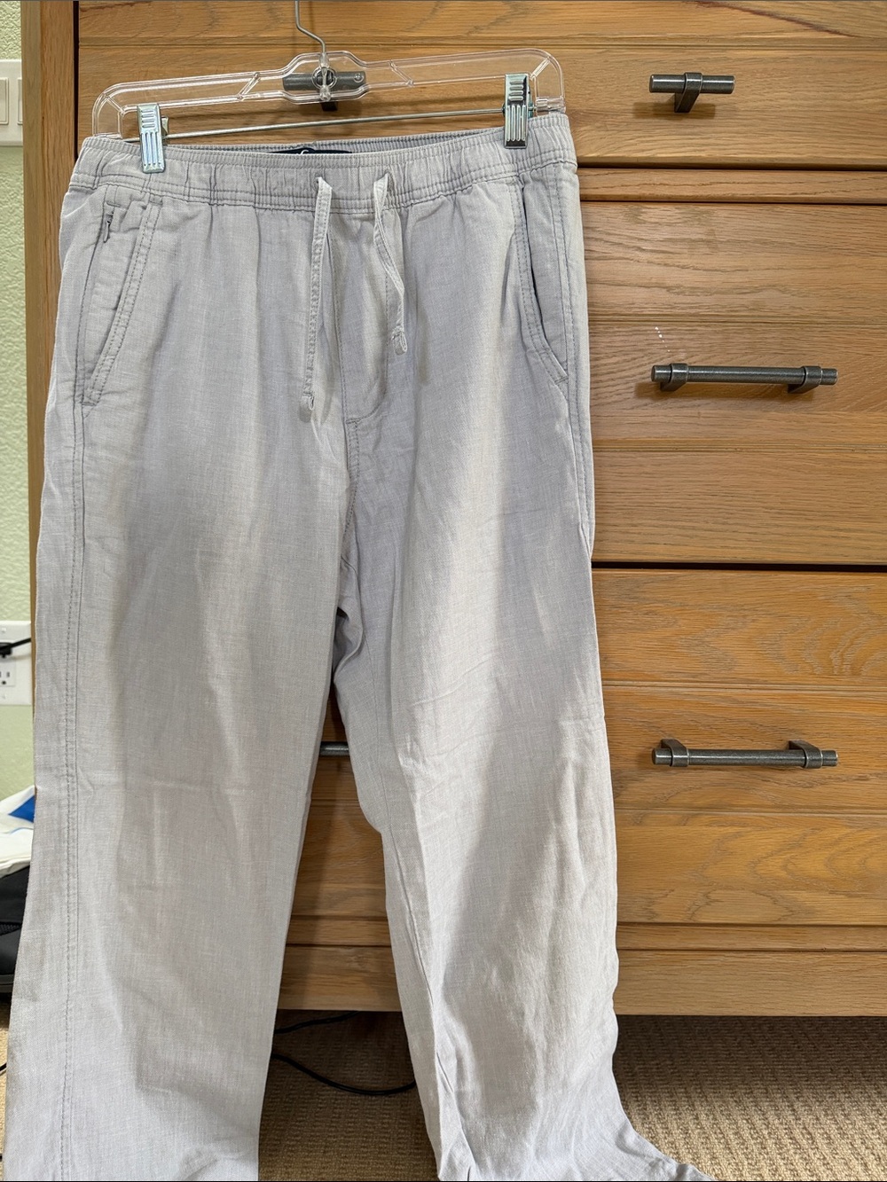 Hollister Light Gray Linen Men's Drawstring Joggers